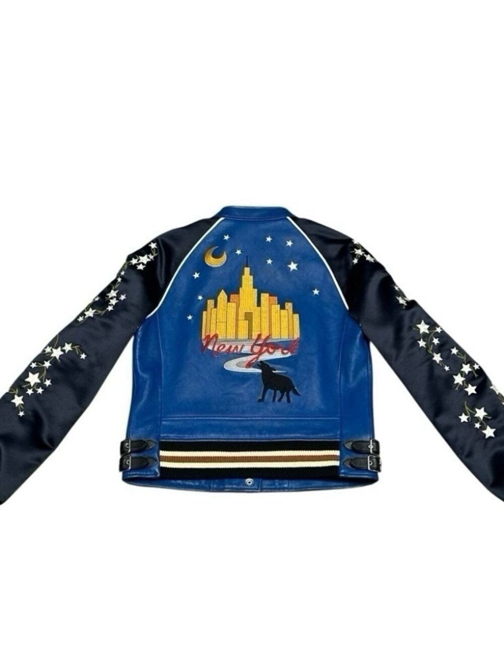 Coach 1941 Cityscape Lamb Leather Jacket Star Sleeve Blue Runway Women’s 2 - Picture 9 of 16